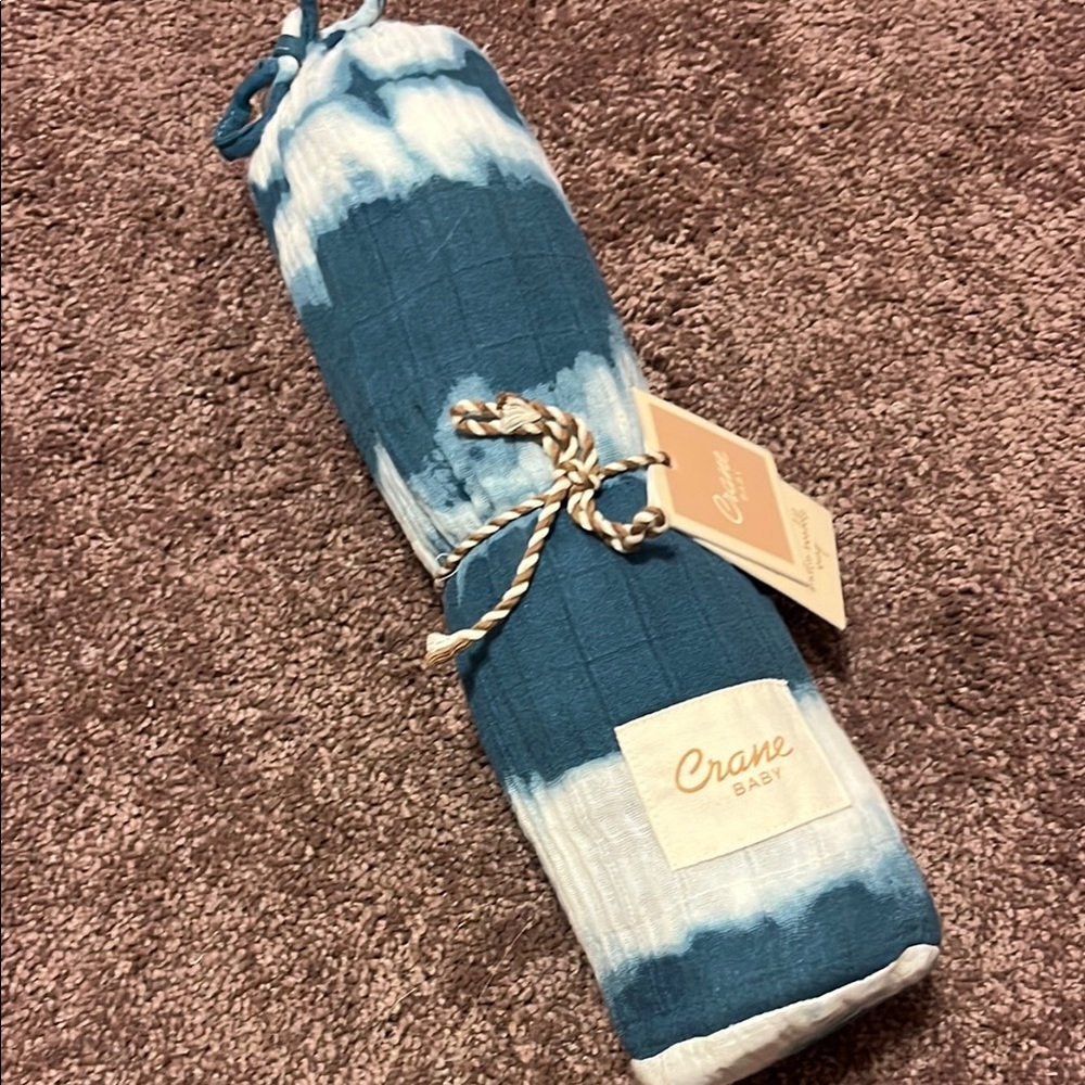 Blue and White Muslin Baby Blanket